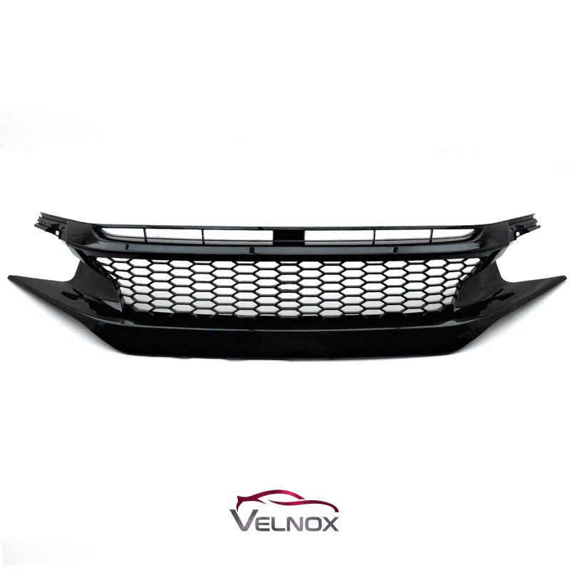 2019-2021 Honda Civic Front Upper Center Honeycomb Grille Glossy Black 
