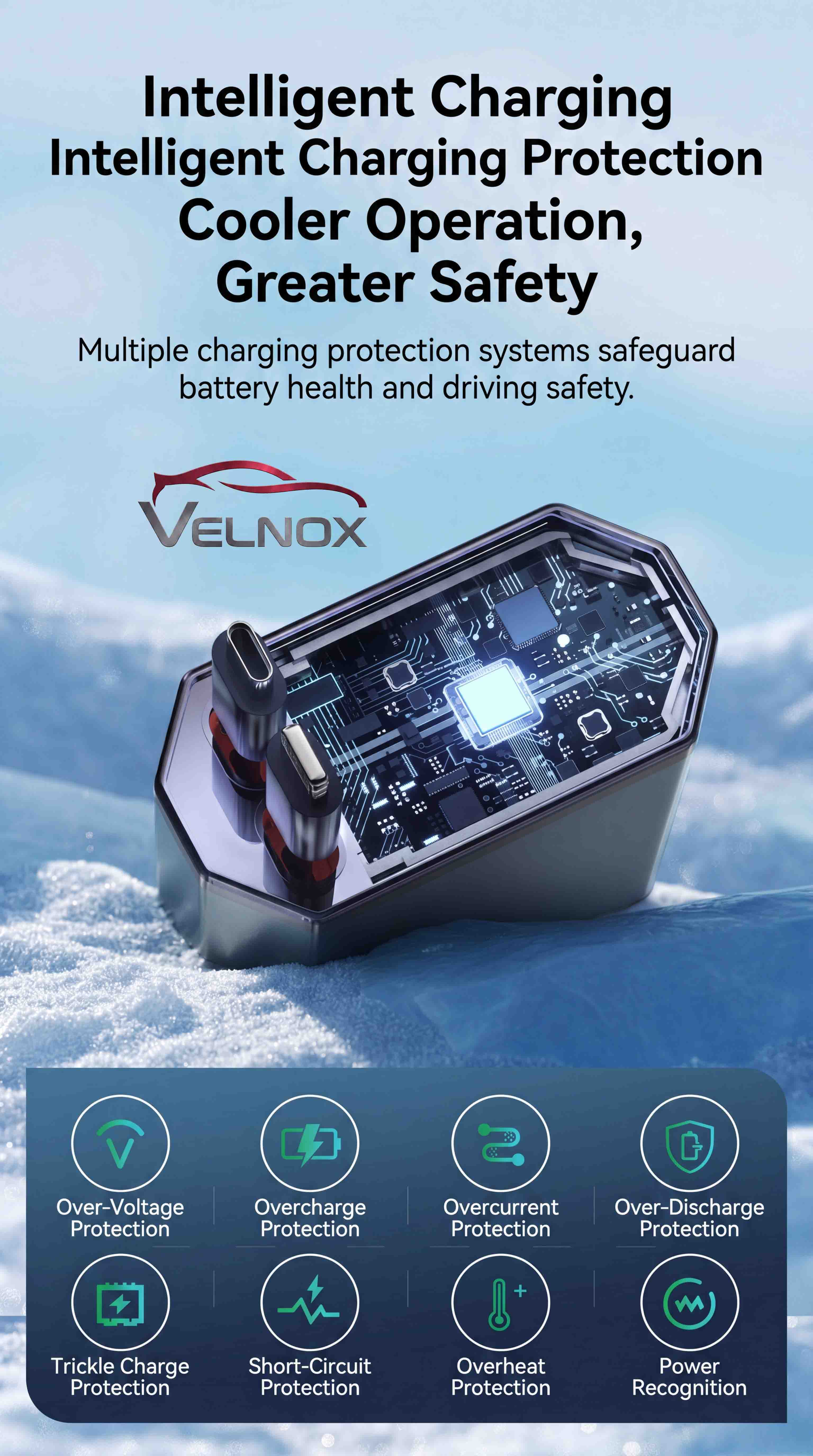 VELNOX 4-in-1 retractable car charger intelligent charging protection