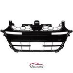 Front view of the HO1200225 gloss black grille with radar opening for 2018-2020 Honda Accord Touring