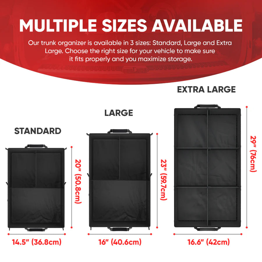 Foldable car trunk organizer with lid designed for SUVs cars trucks and daily storage