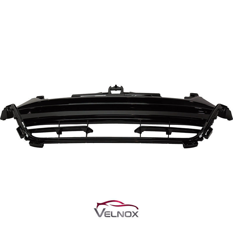 Left angled view of the HO1200224 gloss black front center grille for 2018-2020 Honda Accord