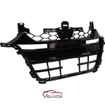 Left angled view of the HO1200224 gloss black front center grille for 2018-2020 Honda Accord