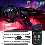 led interior lights installed inside car footwell