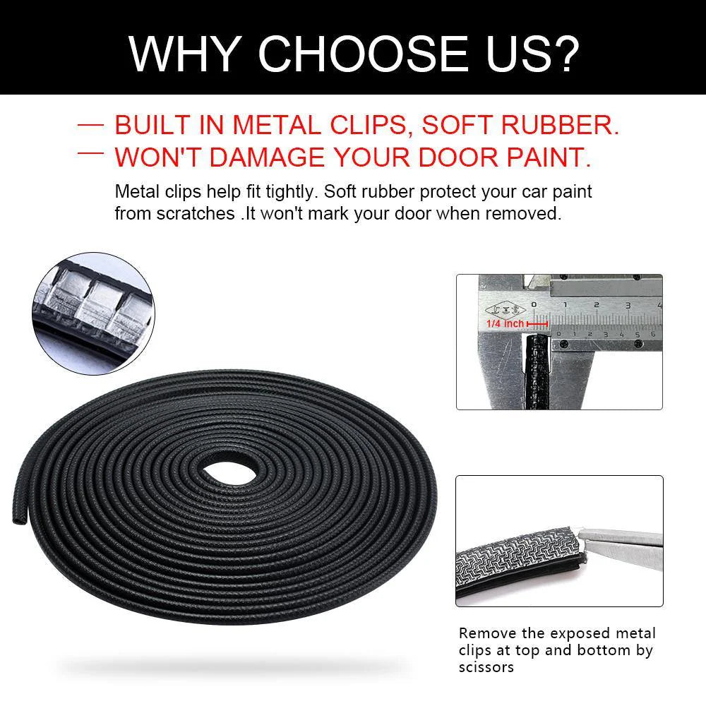 Car door edge guard with built in metal clips and flexible rubber protection