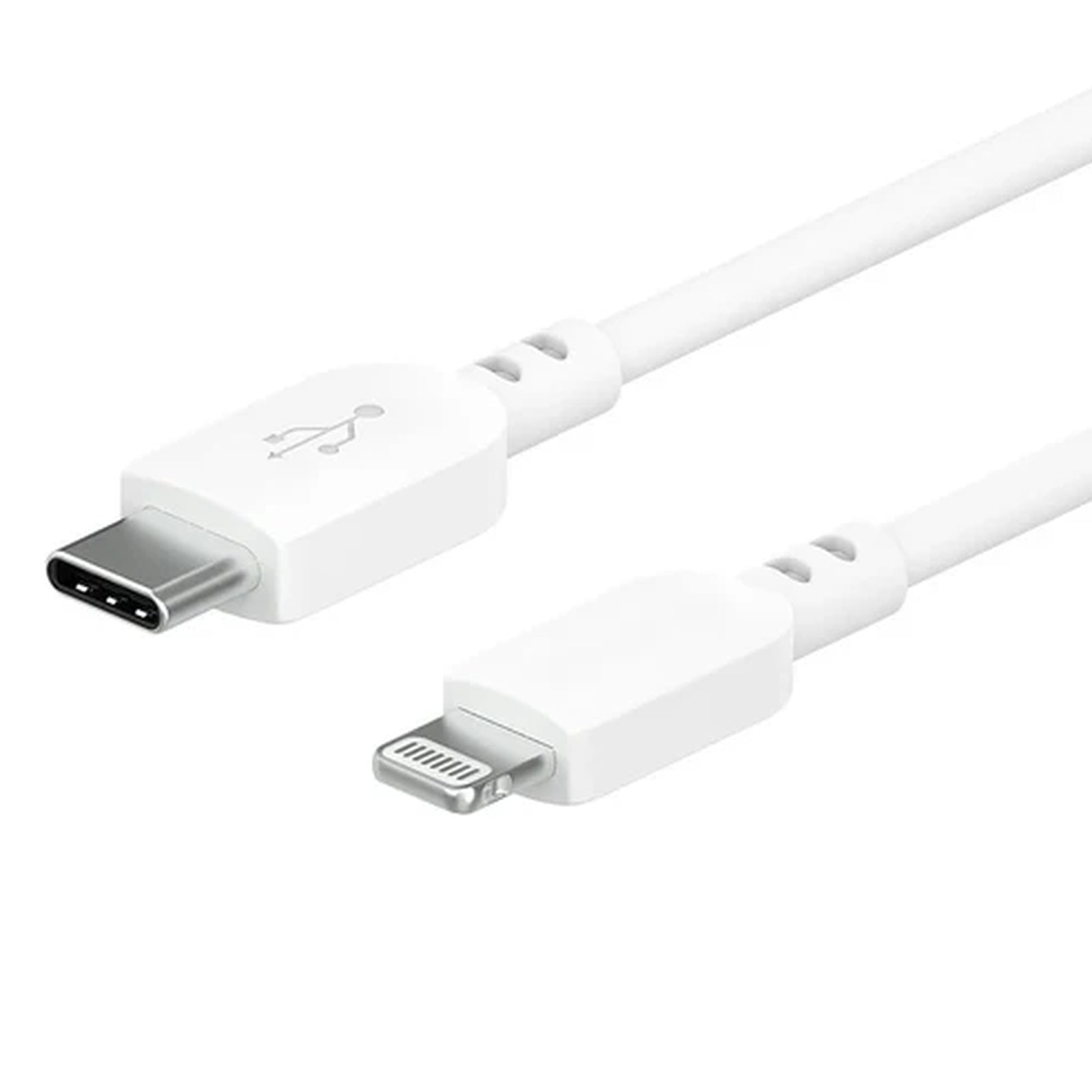 USB-C and Lightning connector close-up on fast charging cable