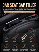 VELNOX car seat gap filler prevents items from falling