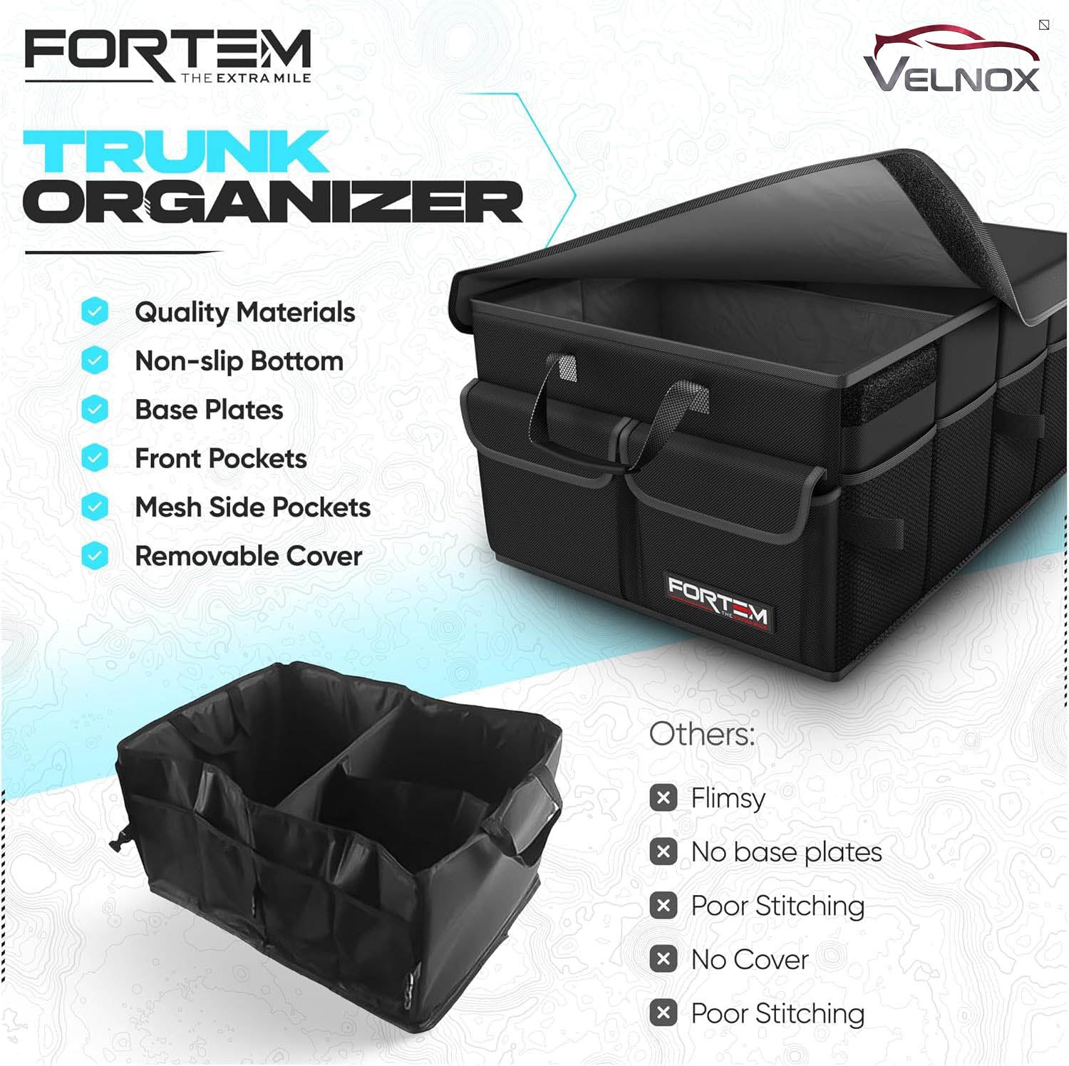 VELNOX trunk organizer with lid vs standard organizer