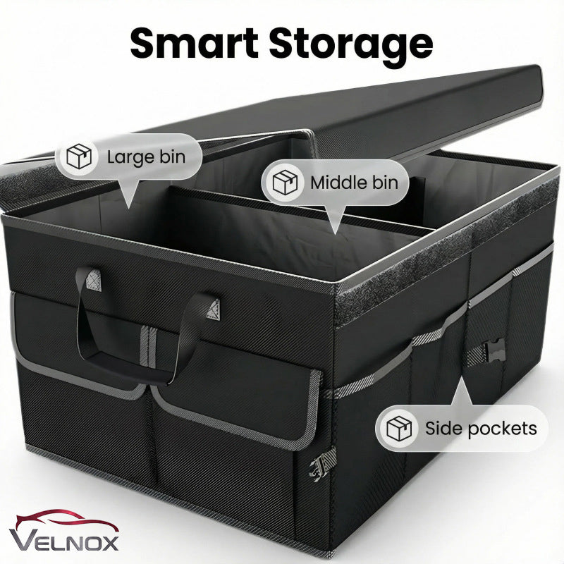 VELNOX trunk organizer with lid and storage compartments