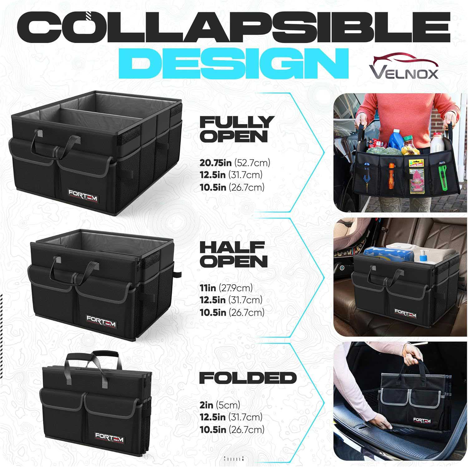 VELNOX collapsible car trunk organizer