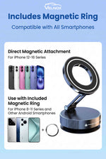 Velnox magnetic vacuum phone mount for MagSafe and Android phones