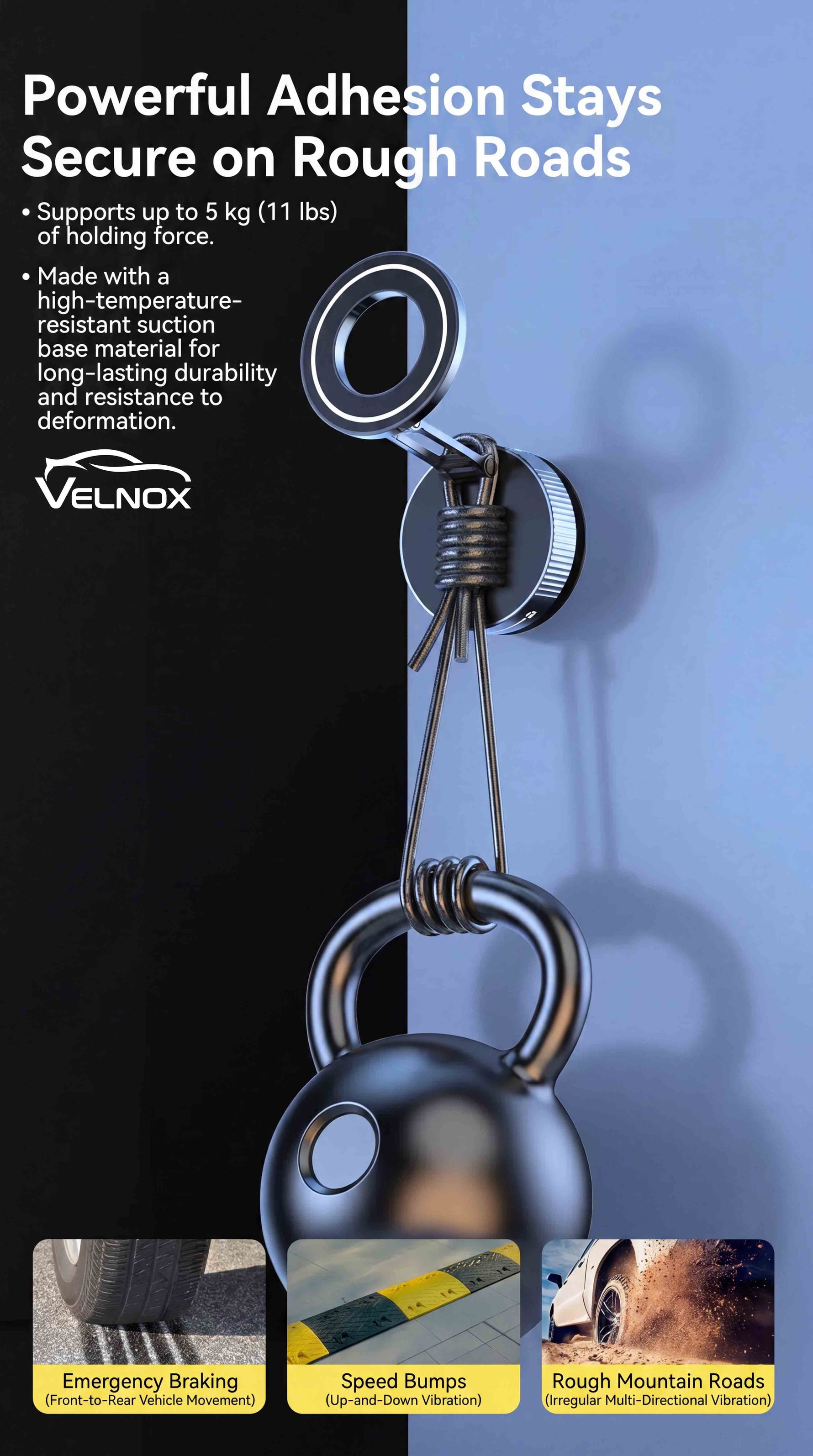 Velnox magnetic vacuum phone mount with powerful vacuum suction
