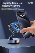 Velnox MagSafe magnetic car phone mount with secure snap-on attachment